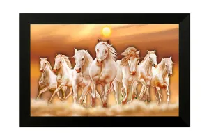 1 Art of Creations Vastu Seven Running Horses UV Textured Framed Digital Reprint 14 inch x 20 inch Painting BANFH6546