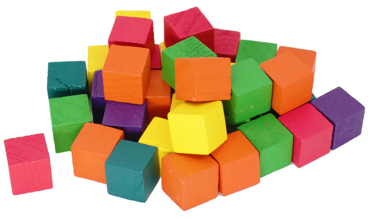 1224 Pk35 Colored Mini Wood Chewy Squares Blocks