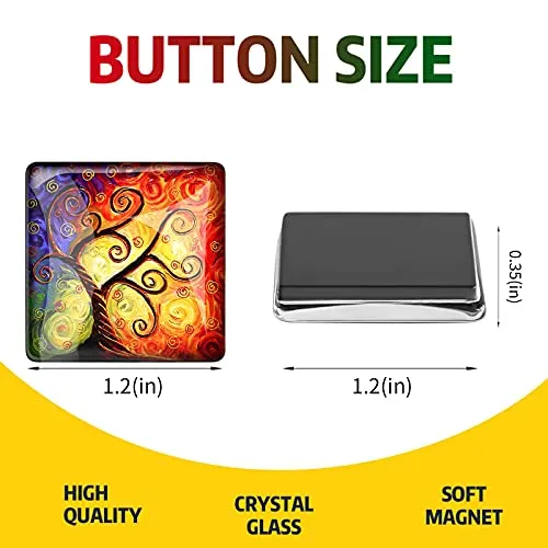 12Pcs Glass Strong Magnetic Refrigerator Magnet - Square Glass Fridge Decoration with a Powerful Flat Magnet, Office Whiteboard Magnet, Cabinet Magnet, Dishwasher Magnet, Cabinet Cute Locker Magnet