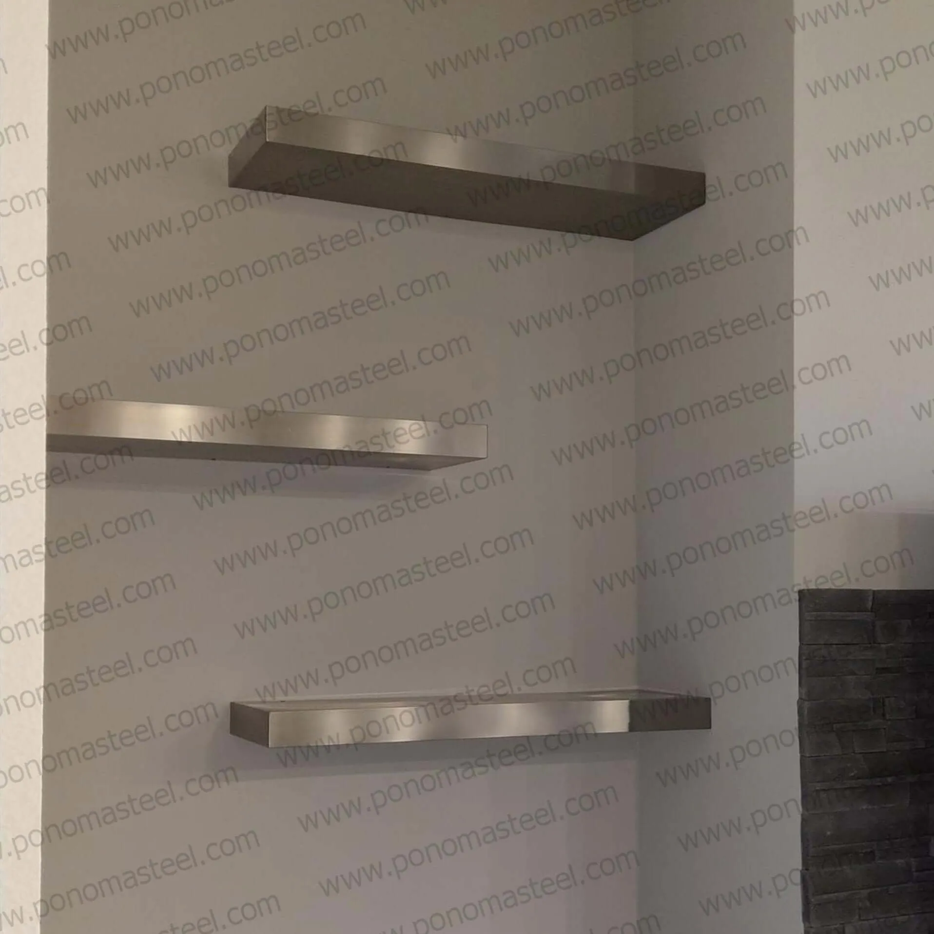 12"x8"x2.5" (cm.30.5x20.3x6.4) brushed stainless steel floating shelf