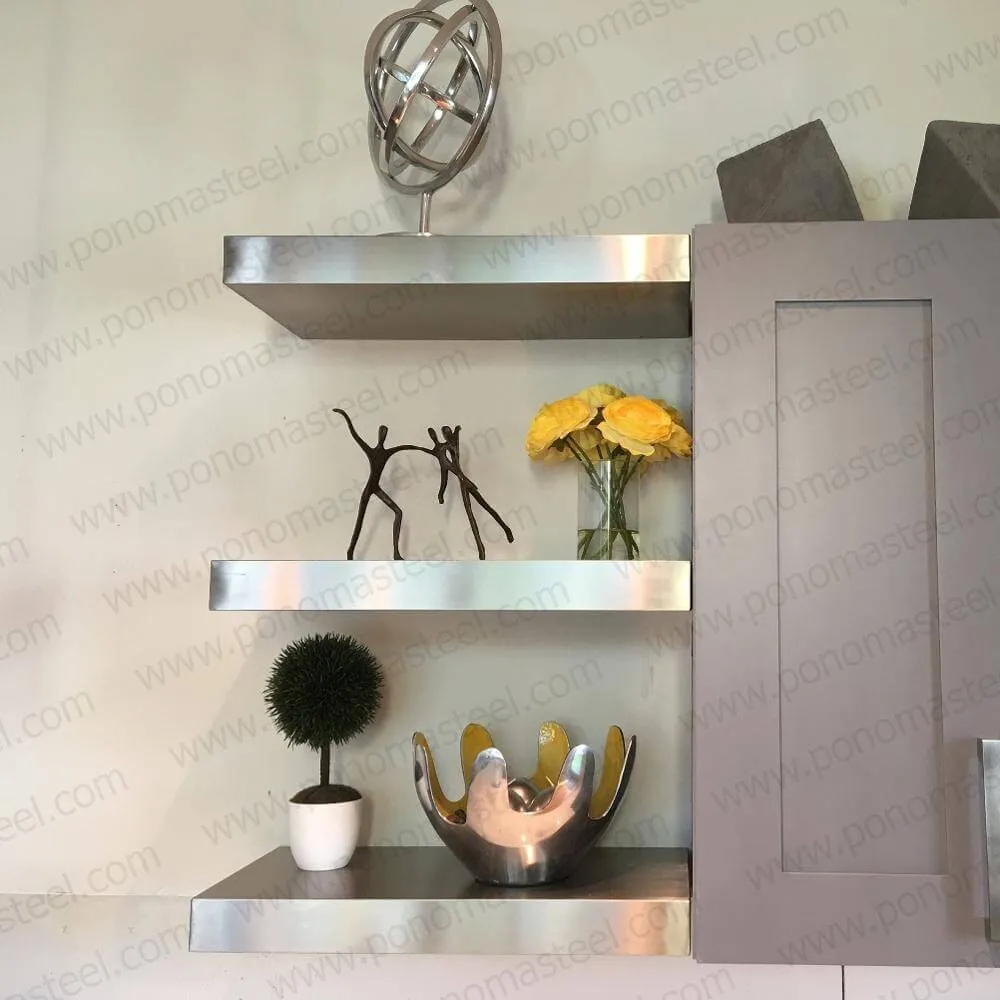 12"x8"x2.5" (cm.30.5x20.3x6.4) brushed stainless steel floating shelf