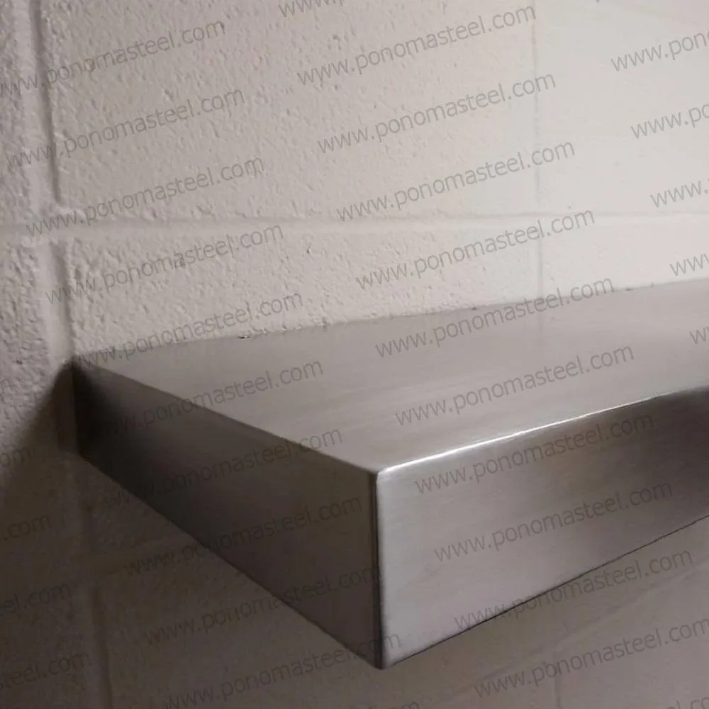 18"x12"x1.5" (cm.46x30.5x3.8) brushed stainless steel floating shelf