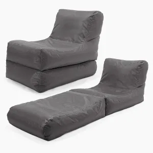 2 in 1 Garden Sun Lounger Bean Bag - SmartCanvas™ Graphite Grey