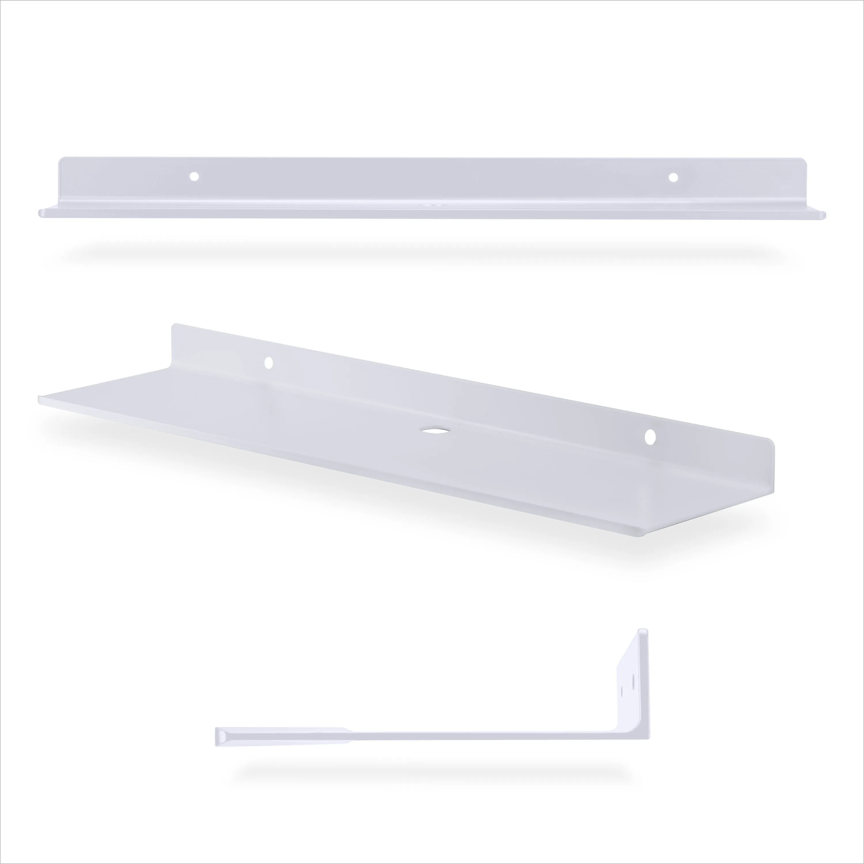 2-Pack 19.5" Floating Universal Metal Wall Shelf for Books, Organizer, Speakers, Plants, Cameras, Books, Decor Display, Storage, Routers & More