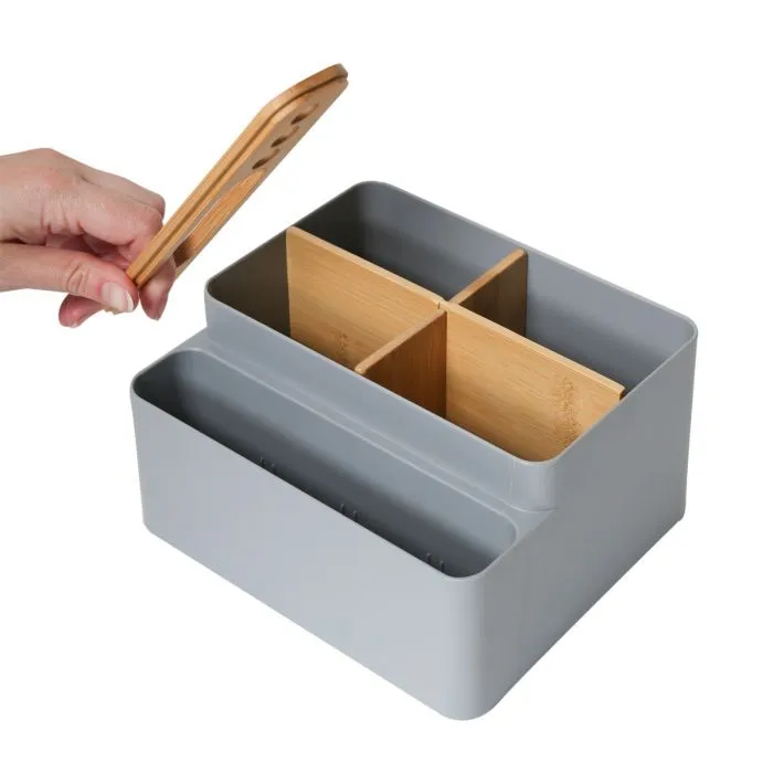 2-Piece Bamboo Caddy Set, Gray