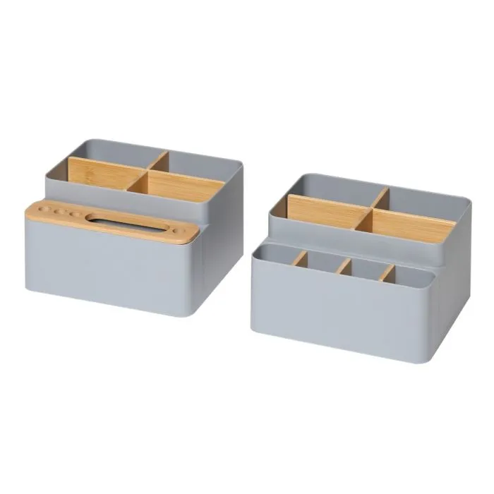 2-Piece Bamboo Caddy Set, Gray