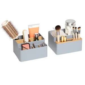 2-Piece Bamboo Caddy Set, Gray