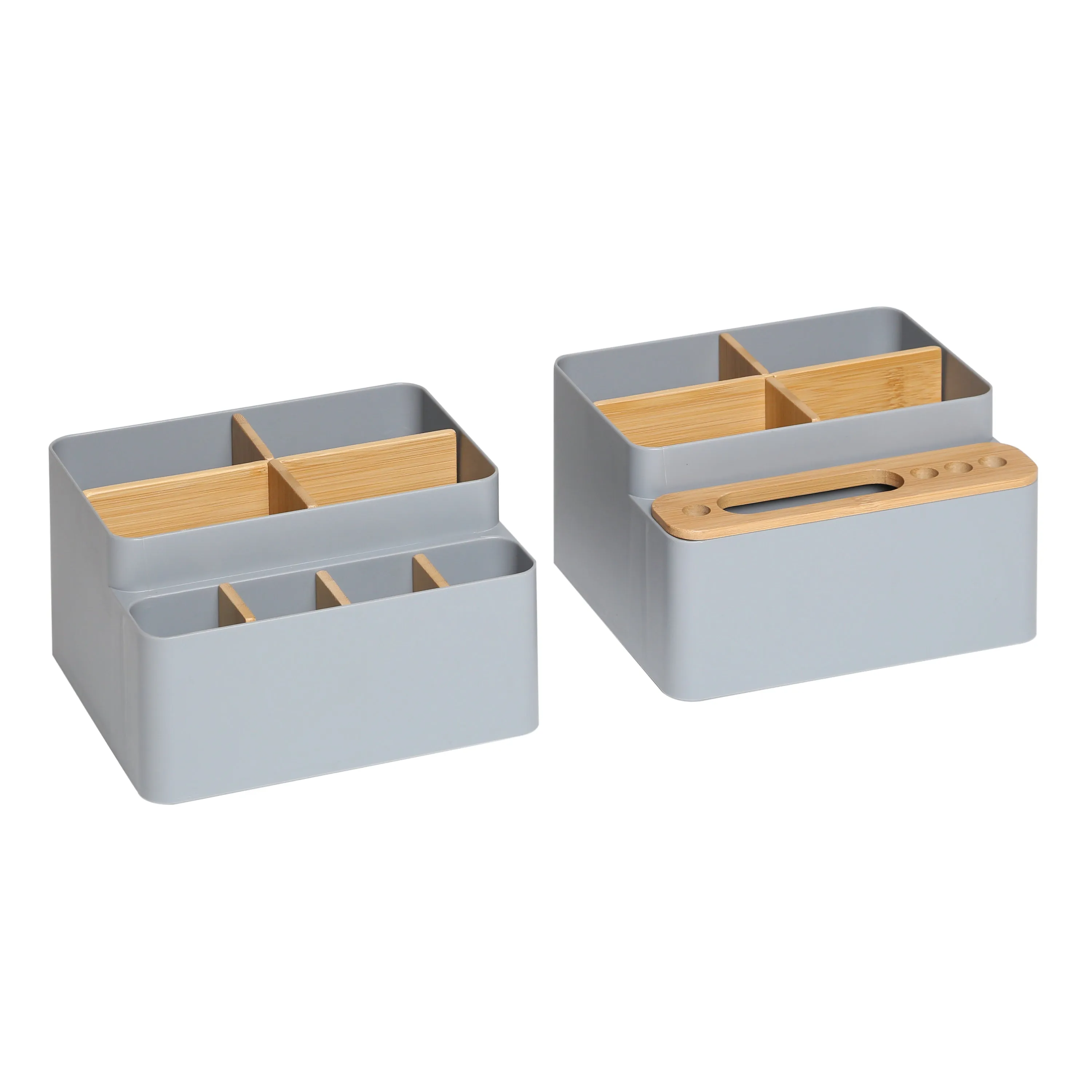 2-Piece Bamboo Caddy Set, Gray