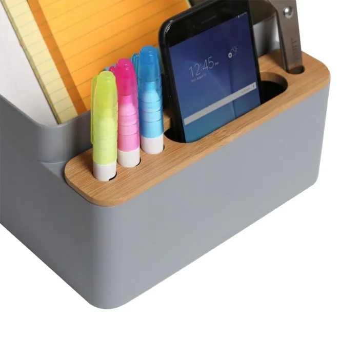 2-Piece Bamboo Caddy Set, Gray