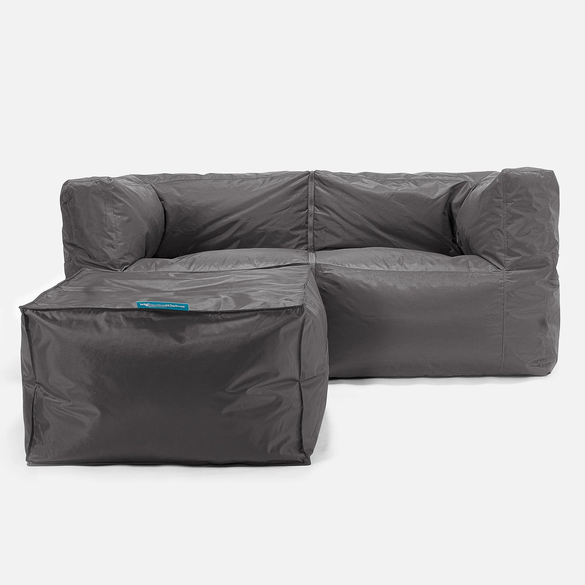 2 Seater Modular Sofa Outdoor Bean Bag - SmartCanvas™ Graphite Grey