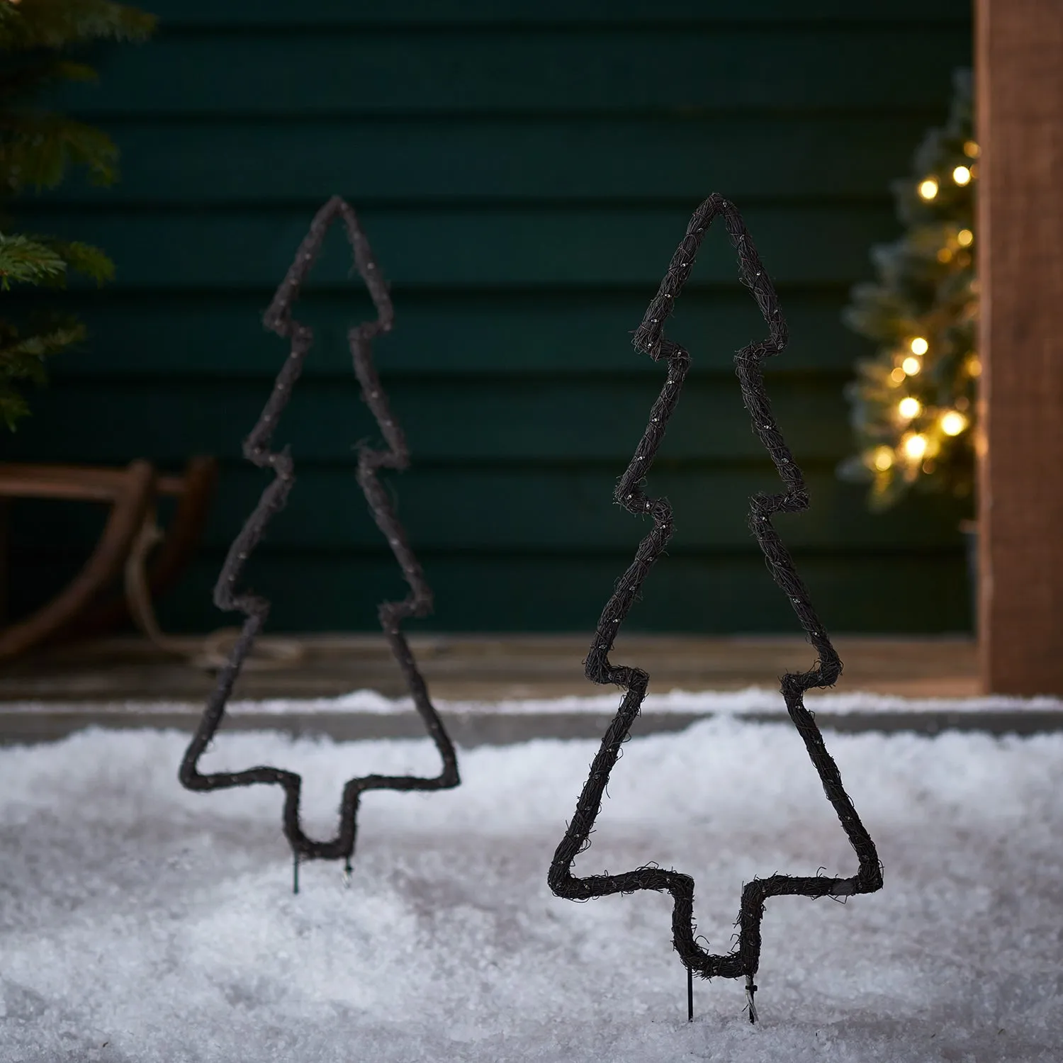 2 Willow Outdoor Christmas Tree Stake Lights