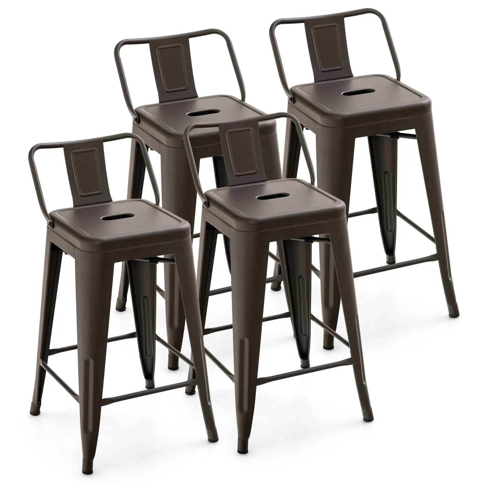 24” Metal Chairs Set of 4 with Removable Back-Gun