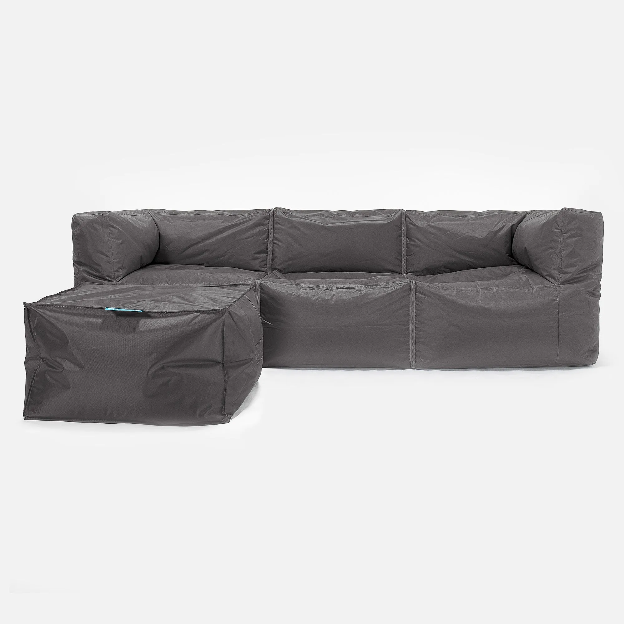 3 Seater Modular Sofa Outdoor Bean Bag - SmartCanvas™ Graphite Grey