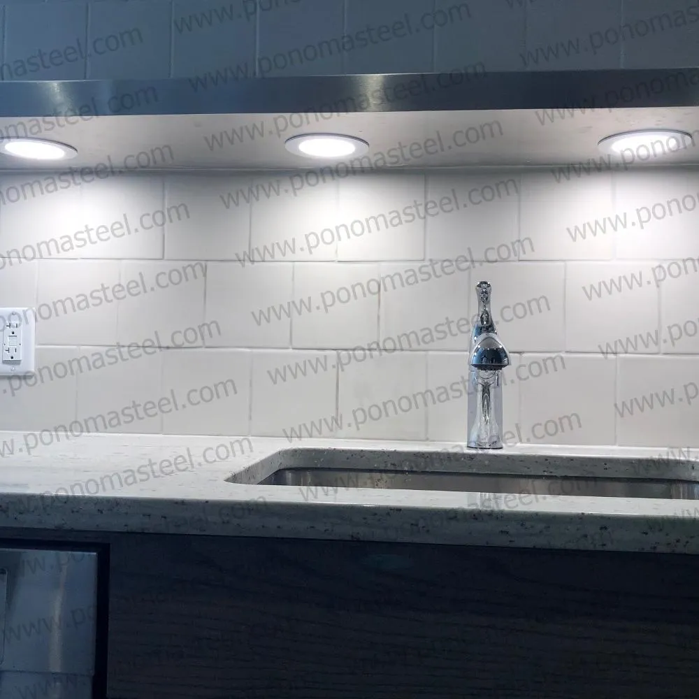 33"x12"x2.0" (cm.84x30.5x5.1) brushed stainless floating shelf with 2 LED lights