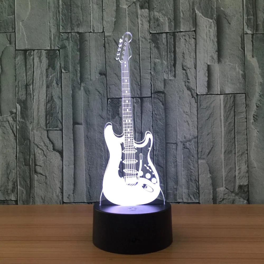 3D Guitar LED Night Light 7 Color TouchSwitch Table Desk Lamp Xmas Gift