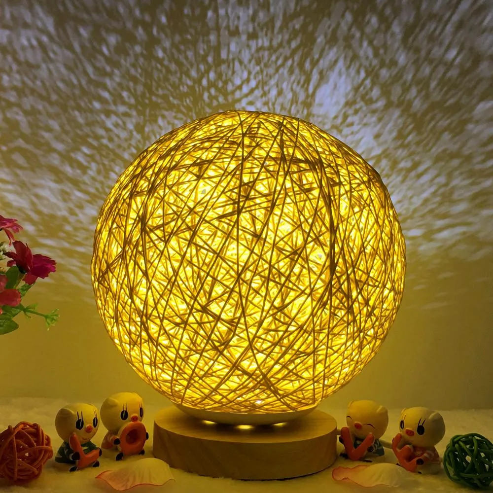 3D USB Charging LED Rattan Moon Night Light Moonlight Table Desk  Lamp