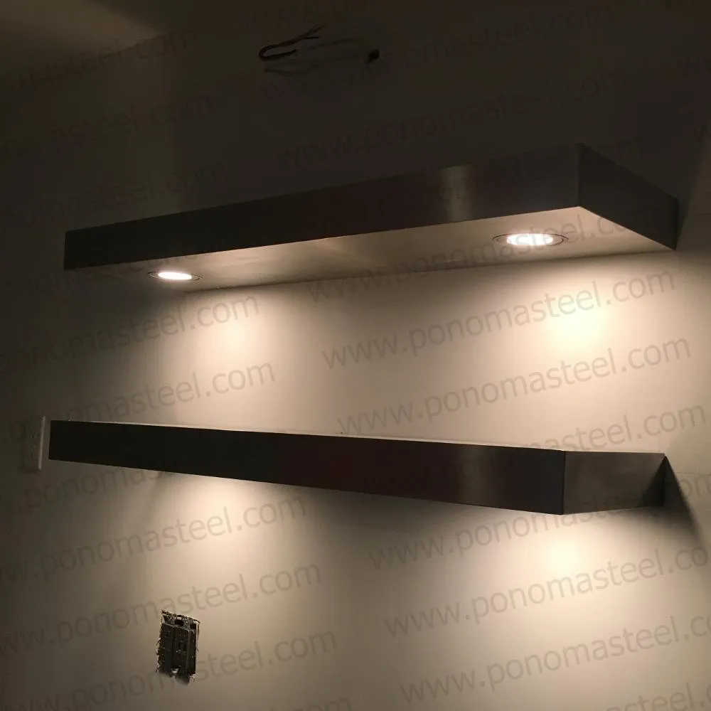 48"x12"x2.5" (cm.121.9x30.5x6.4) painted stainless floating shelf with 2 LED lights