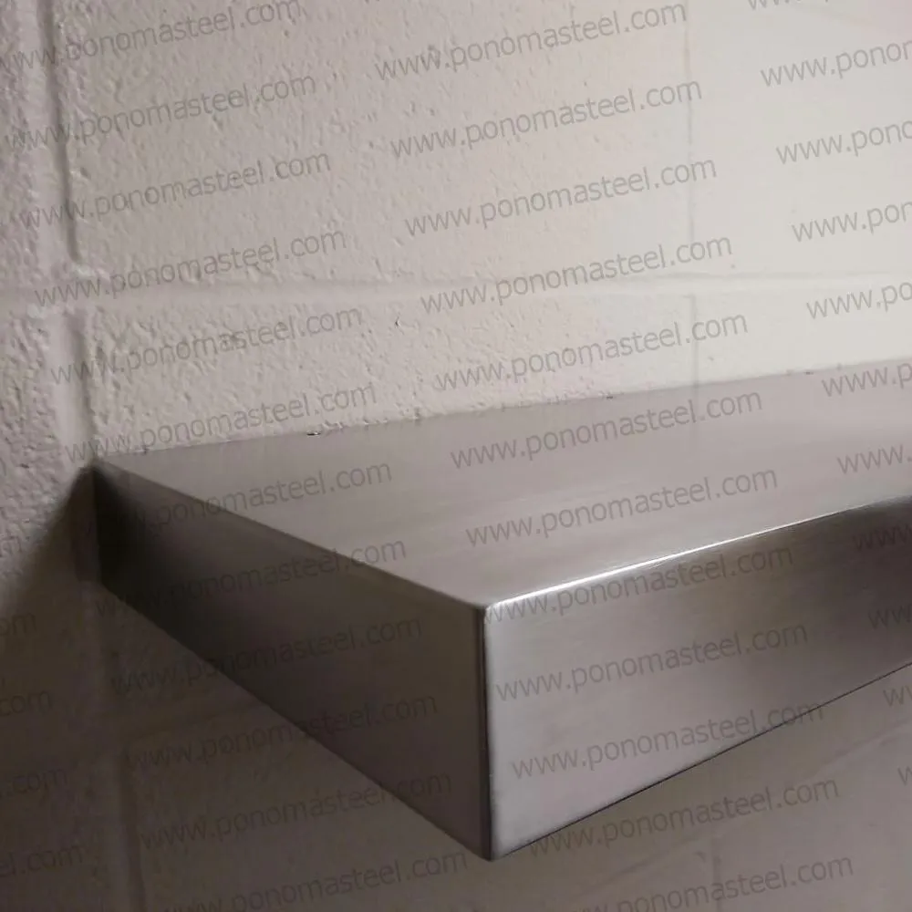 48"x8"x1.5" (cm.121.9x20.3x3.8) brushed stainless steel floating shelf