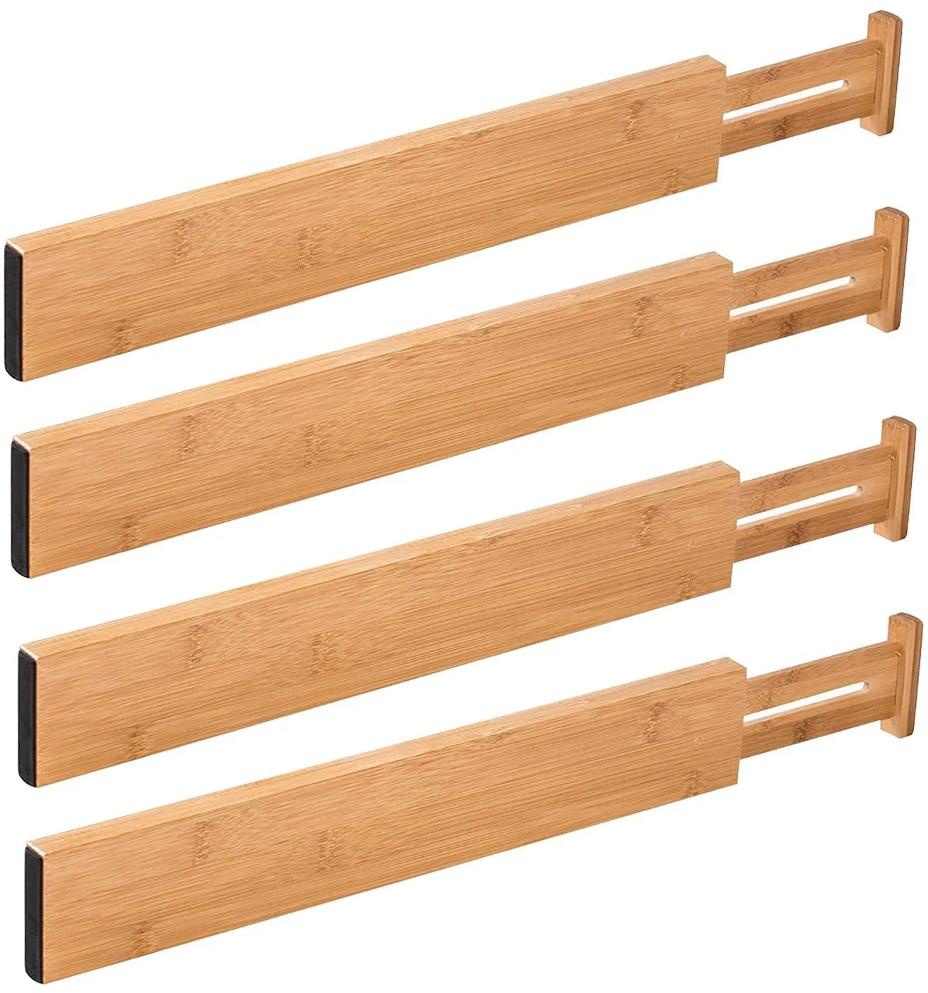 4pcs Bamboo Expandable Adjustable Drawer Dividers Organizers