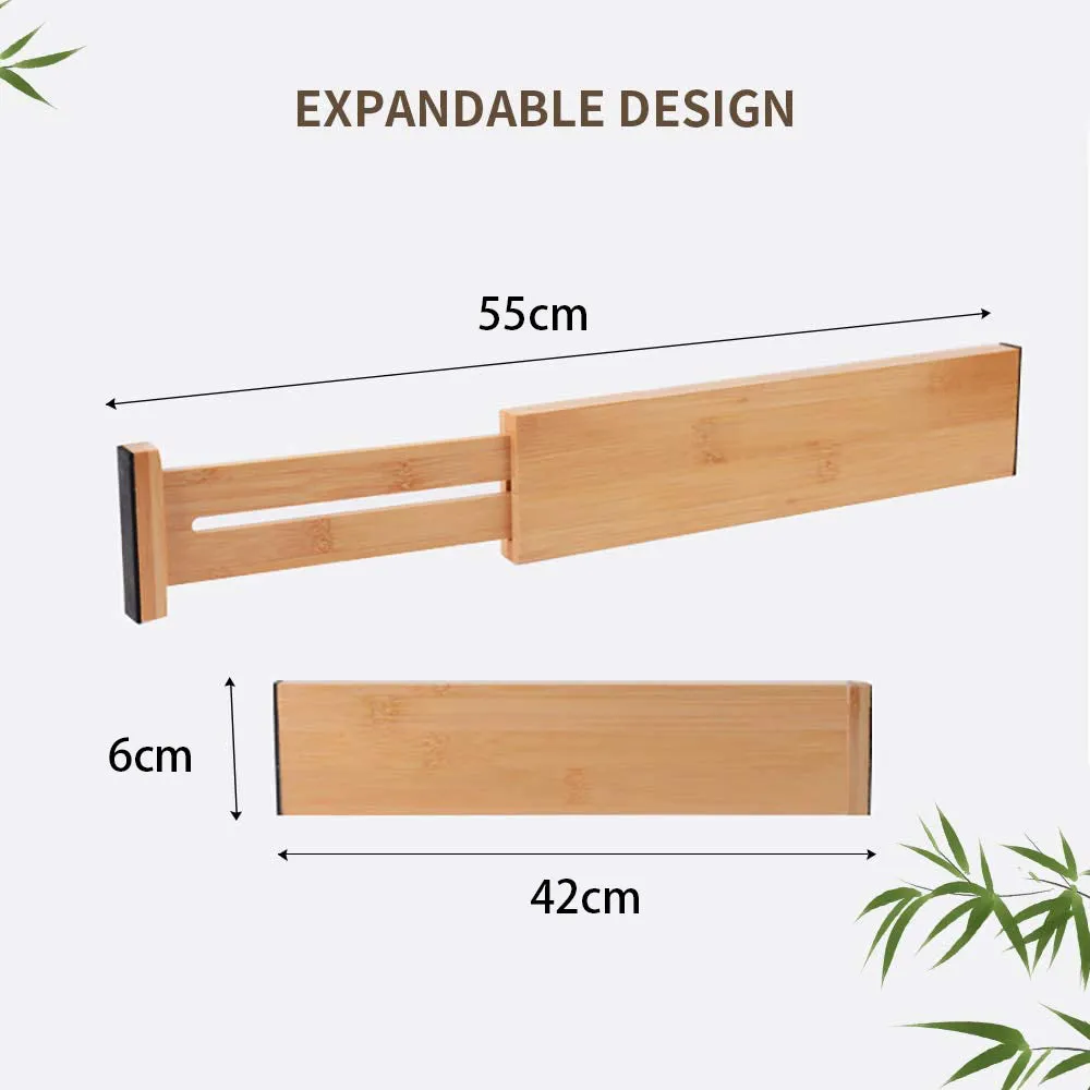 4pcs Bamboo Expandable Adjustable Drawer Dividers Organizers