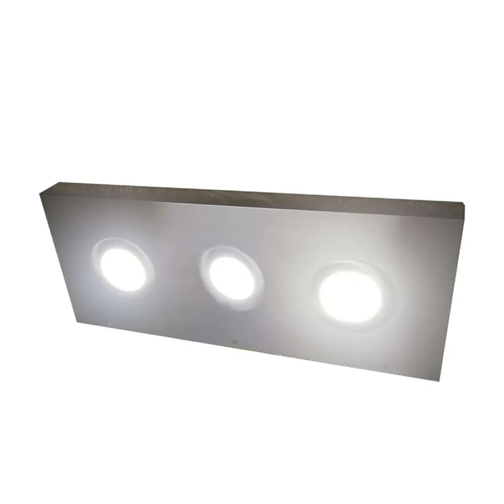 52"x10"x2.0" (cm.132x25.4x5.1) brushed stainless floating shelf with 3 LED lights