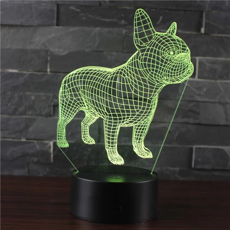 7 Color Changing Dog 3d Night Light Atmosphere Bulbing Light 3D Visual Illusion LED Lamp for Kids Toy Christmas Birthday Gift