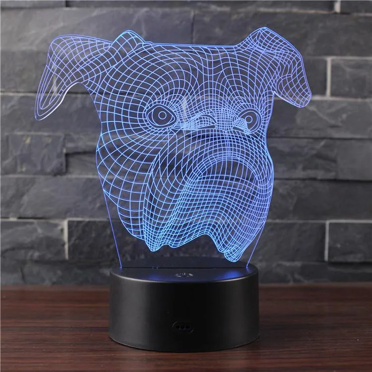 7 Color Changing Dog 3d Night Light Atmosphere Bulbing Light 3D Visual Illusion LED Lamp for Kids Toy Christmas Birthday Gift