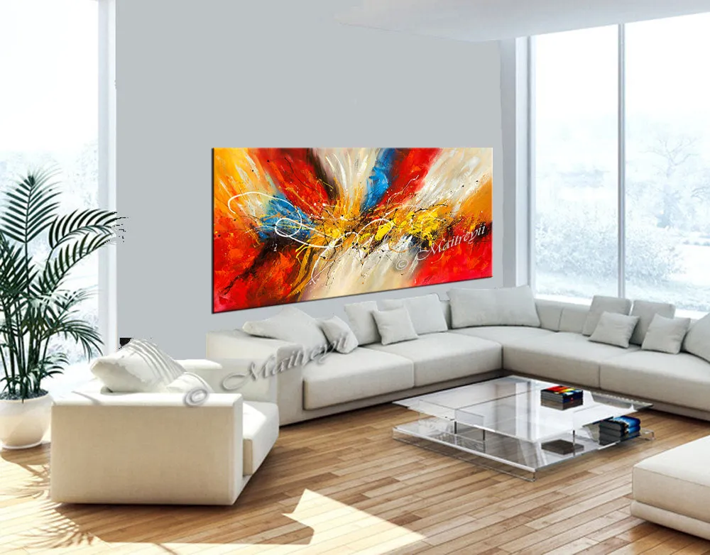 Abstract Modern art Original Paintings for Sale Teal color - Abstract Art 89