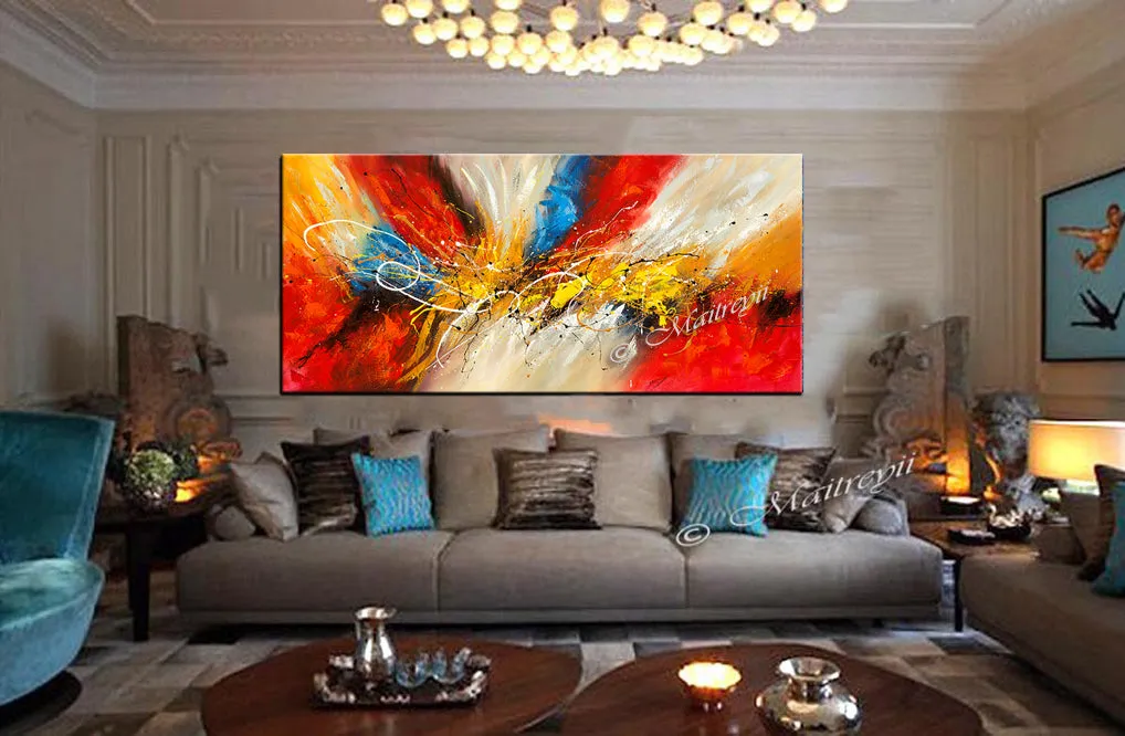 Abstract Modern art Original Paintings for Sale Teal color - Abstract Art 89