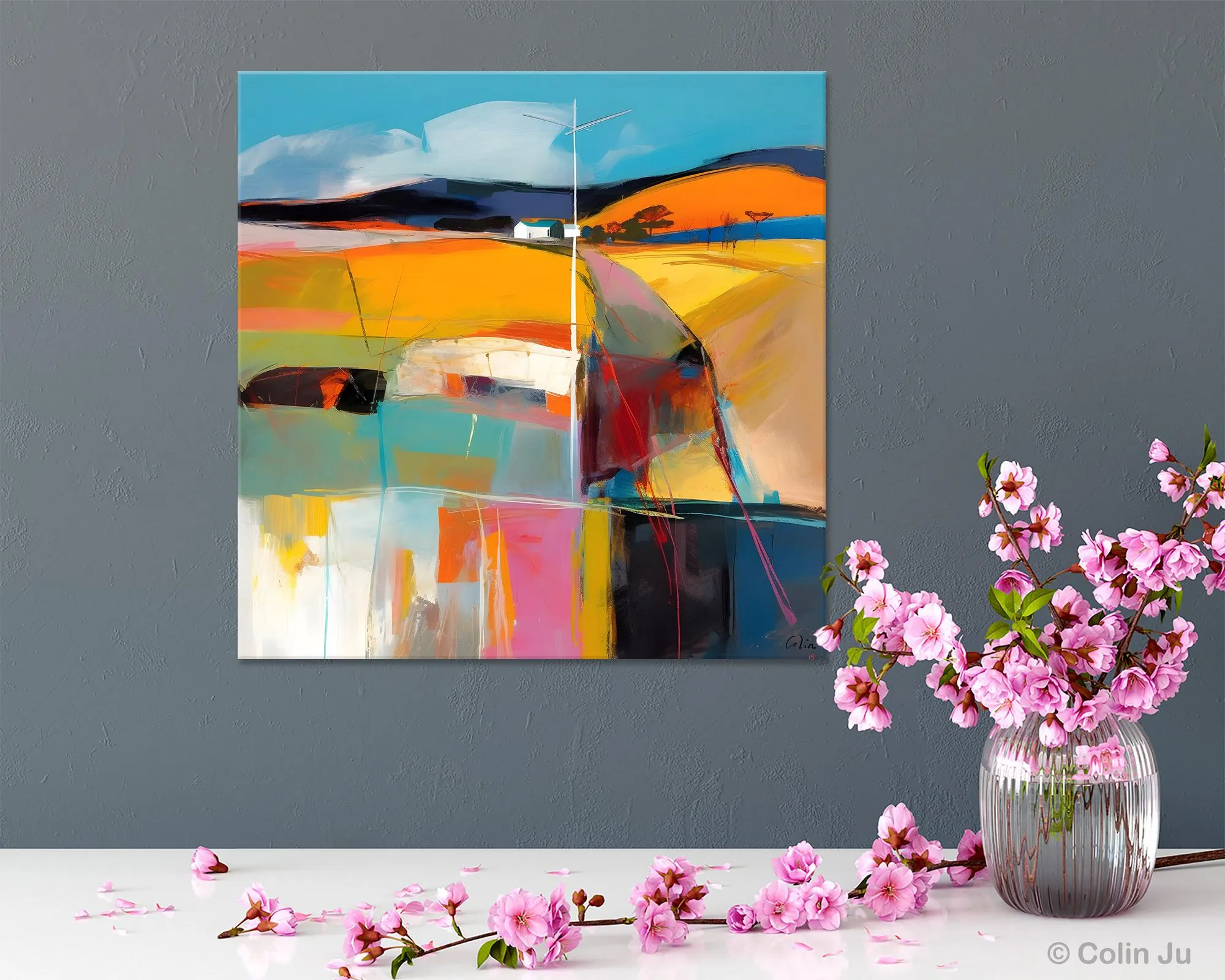 Acrylic Painting for Living Room, Contemporary Abstract Landscape Artwork, Oversized Wall Art Paintings, Original Modern Paintings on Canvas