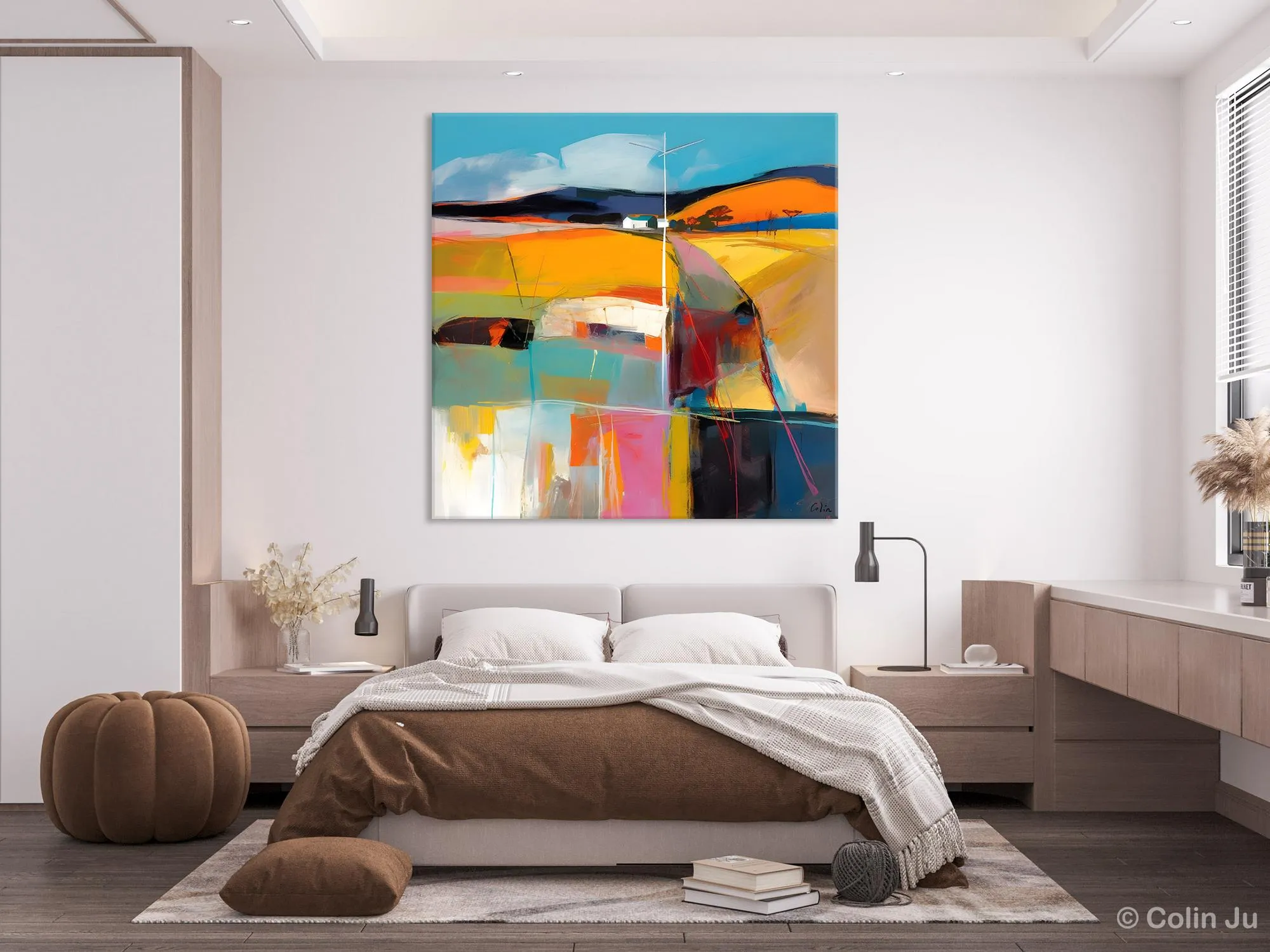 Acrylic Painting for Living Room, Contemporary Abstract Landscape Artwork, Oversized Wall Art Paintings, Original Modern Paintings on Canvas