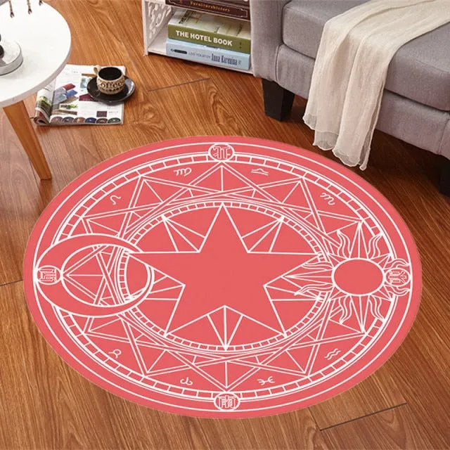 Anime Sakura Round Style Fluffy Rugs