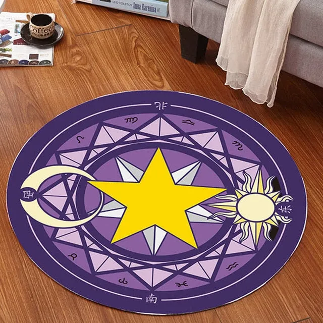 Anime Sakura Round Style Fluffy Rugs