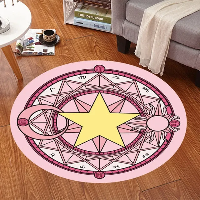 Anime Sakura Round Style Fluffy Rugs