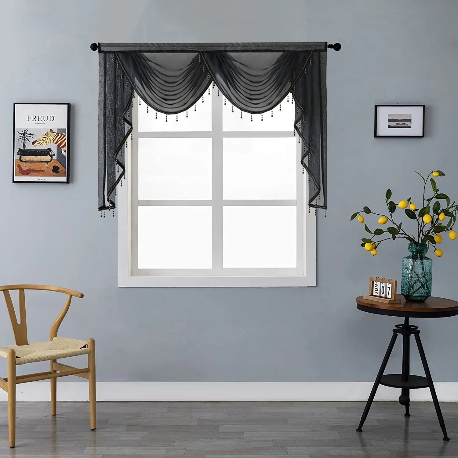 Annapolis Elegant Sheer Valance - Black