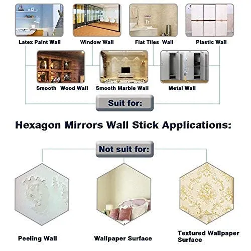 Atulya Arts Mirror Hexagon Decorative Wall Sticker(Pack Of 7)With 10 Butterfly Sticker 3D Acrylic Stickers Mirror Wall Stickers For Living Room Bedroom Home(Silver,10.5 CmX12.1 Cm)..,Brass Framed