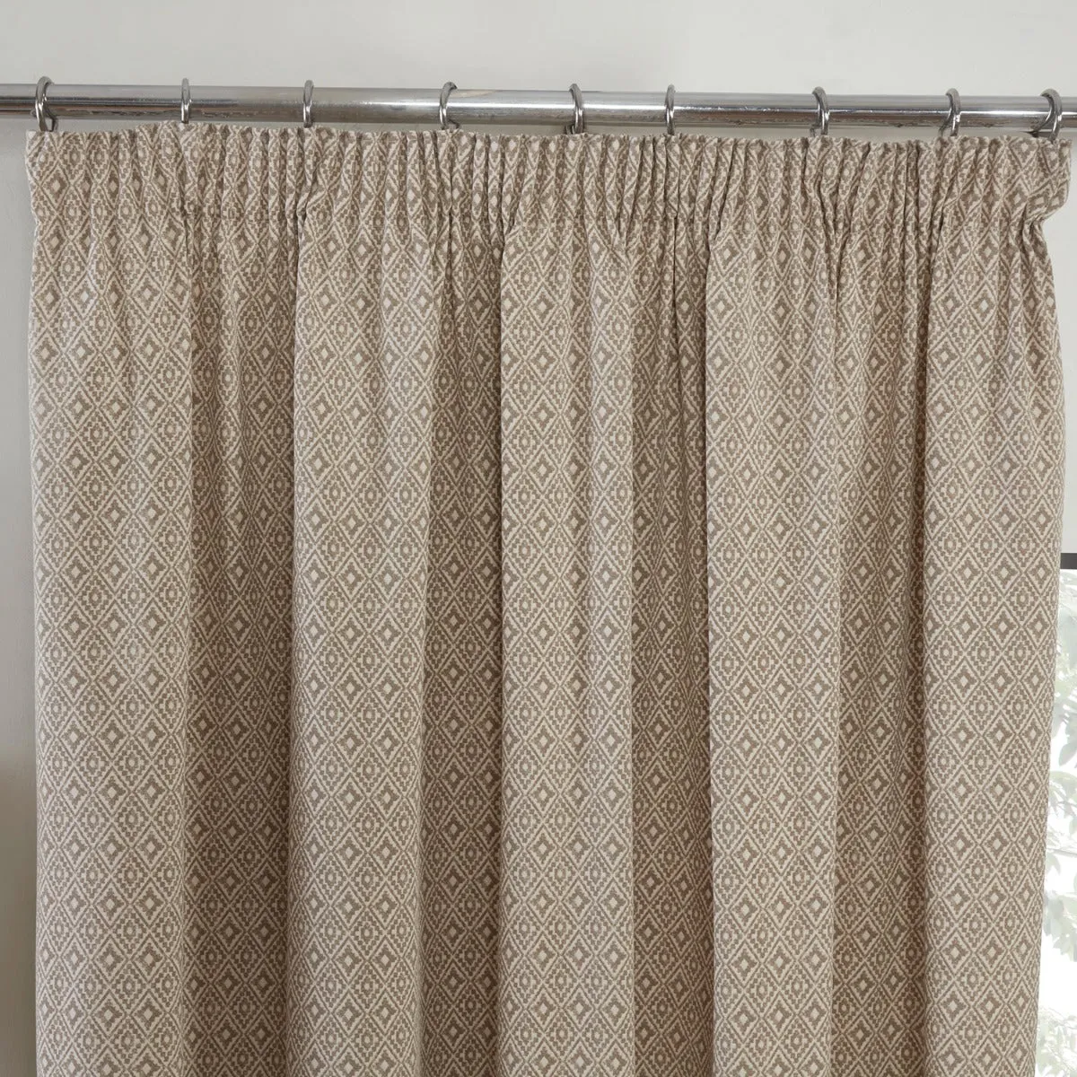 Aztec Natural Linen Pencil Pleat Curtains