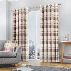 Balmoral Check Blush Eyelet Curtains