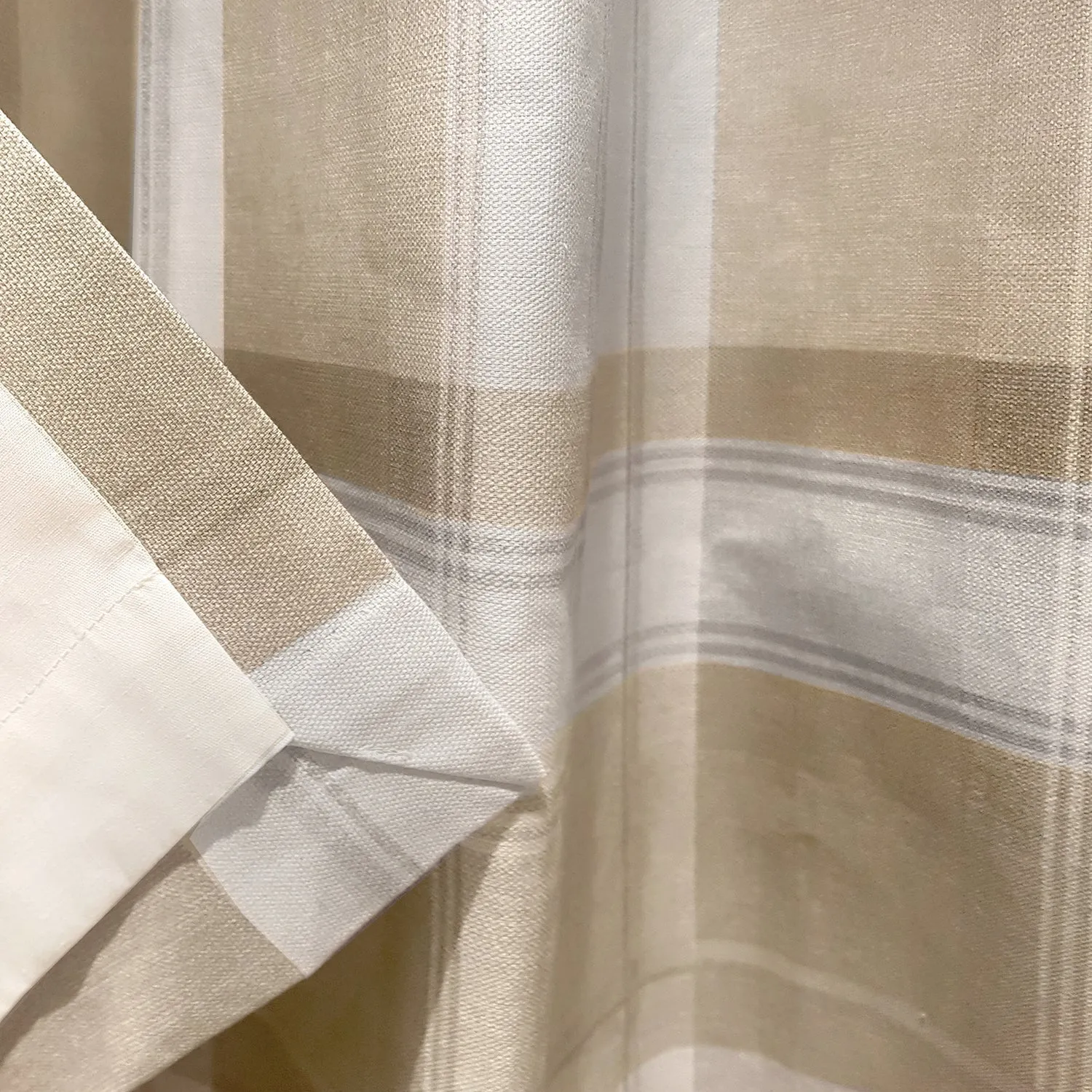 Balmoral Check Natural Eyelet Curtains