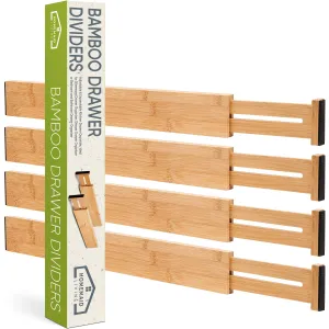 Bamboo Drawer Dividers - Adjustable & Expandable For Kitchen Silverware