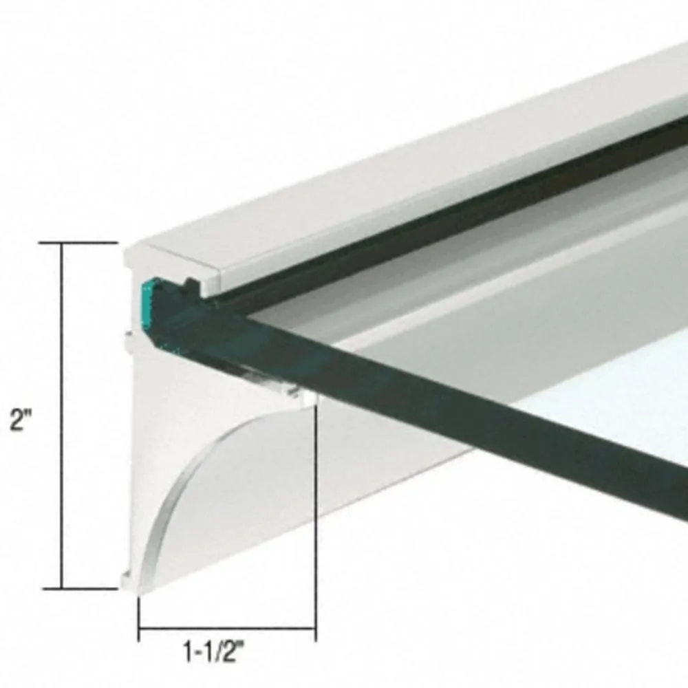 Bath Shelving 24" Aluminum Extrusion for 1/4" Glass