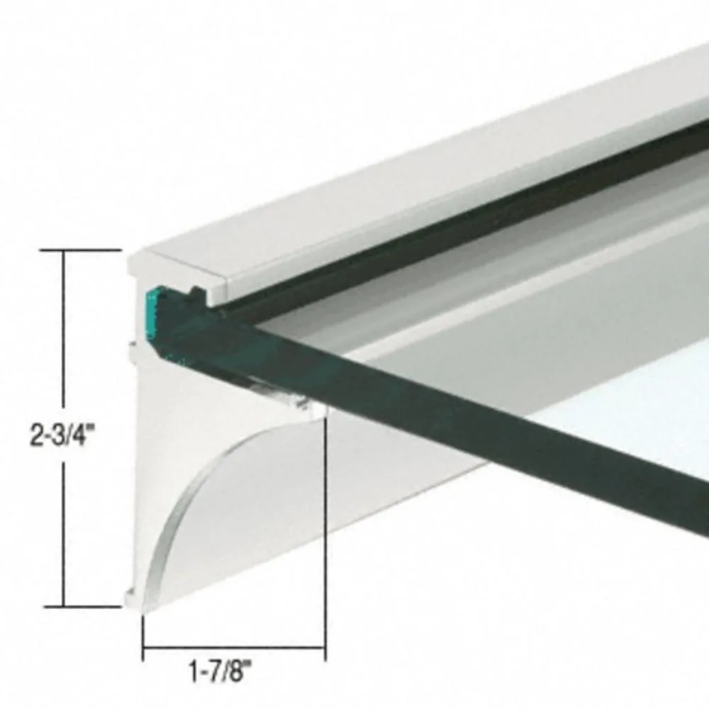 Bath Shelving 24" Aluminum Extrusion for 3/8" Glass