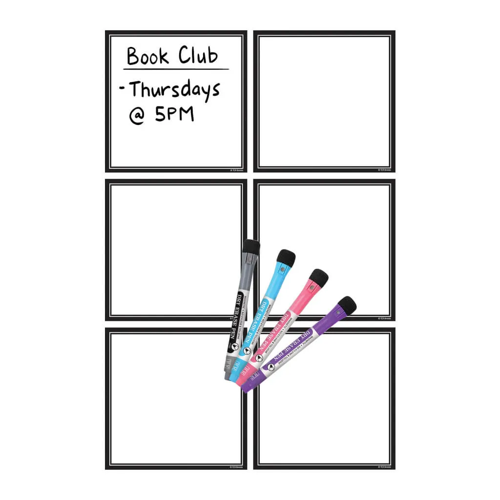 Black & White Dry-Erase Magnetic Square Notes