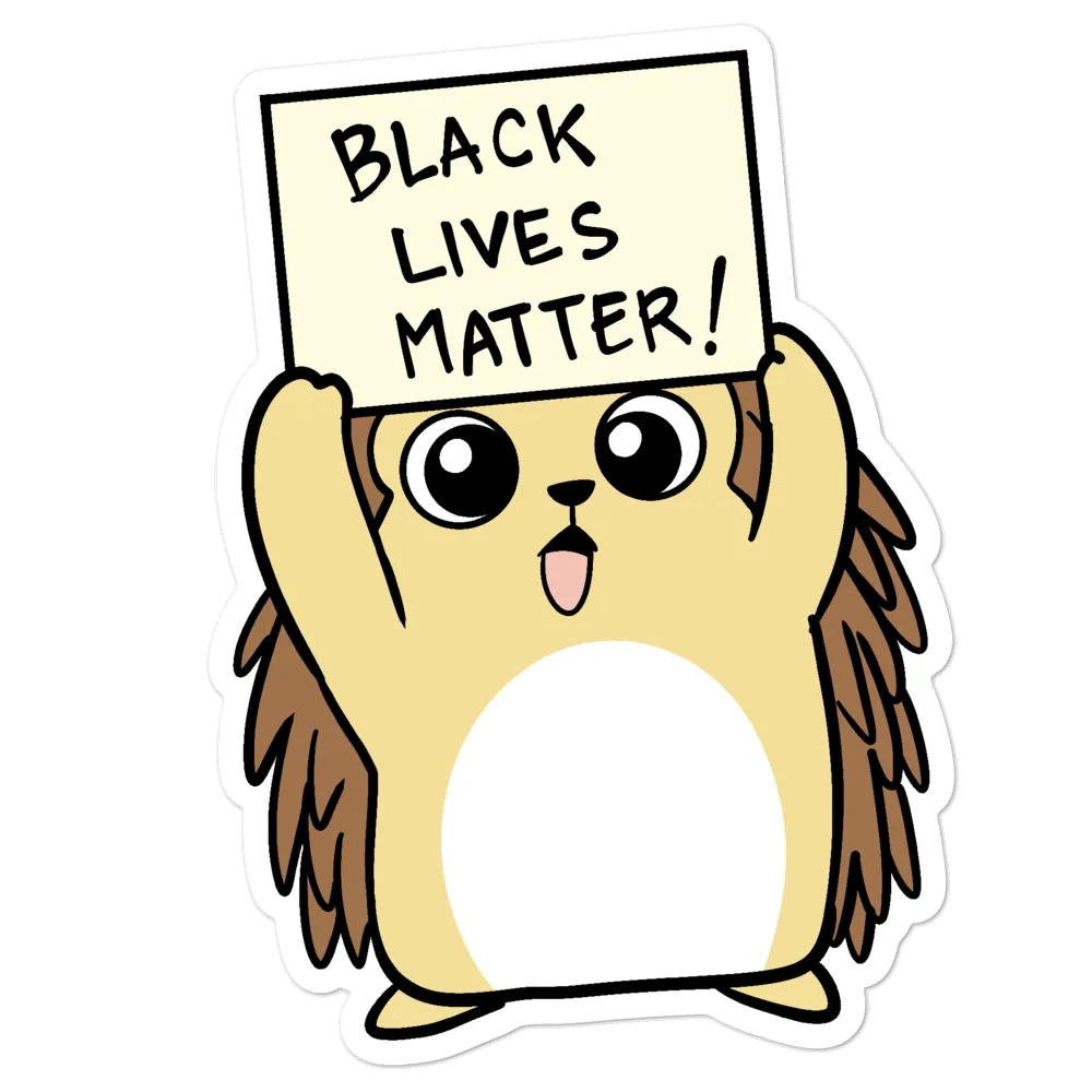 Black Lives Matter Porcupine Cartoon - Bubble-free stickers