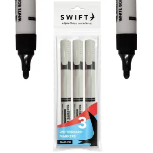 Black Whiteboard Markers - Pens 3 Pack Bold Black Ink Whiteboards