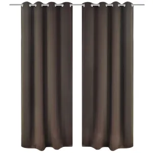 Blackout Curtains 2 pcs with Metal Eyelets 135x175 cm Brown