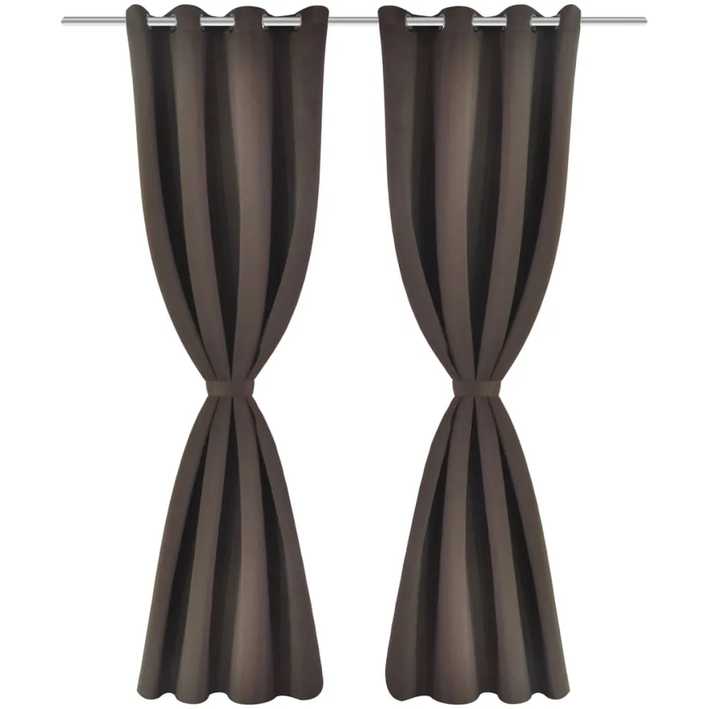 Blackout Curtains 2 pcs with Metal Eyelets 135x175 cm Brown