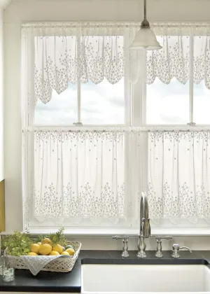 Blossom Lace Tier Curtains 24"