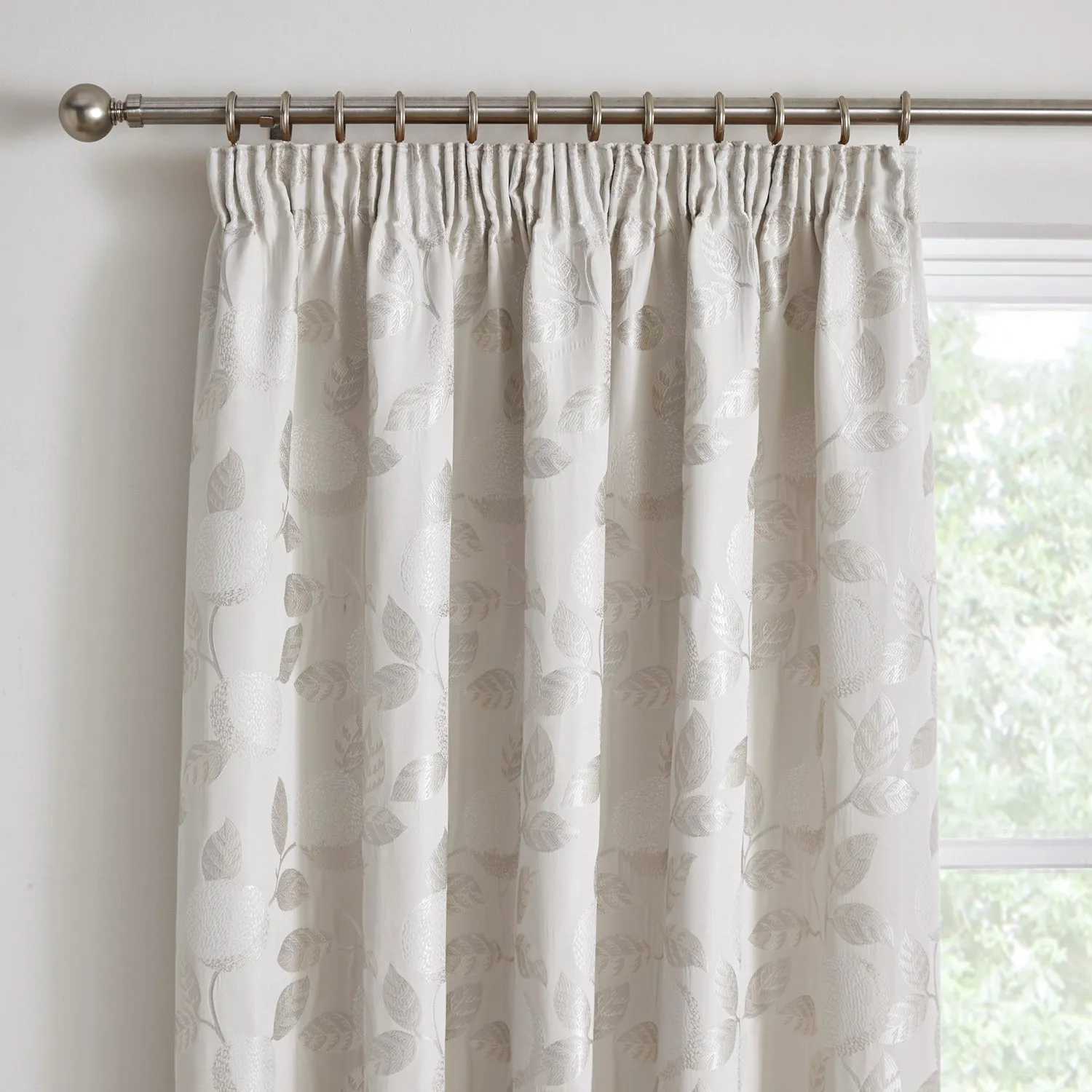 Bramford Natural Fruit Tree Pencil Pleat Curtains