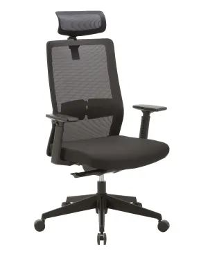 Bryce Mesh Ergonomic Office Chair with Headrest - Black